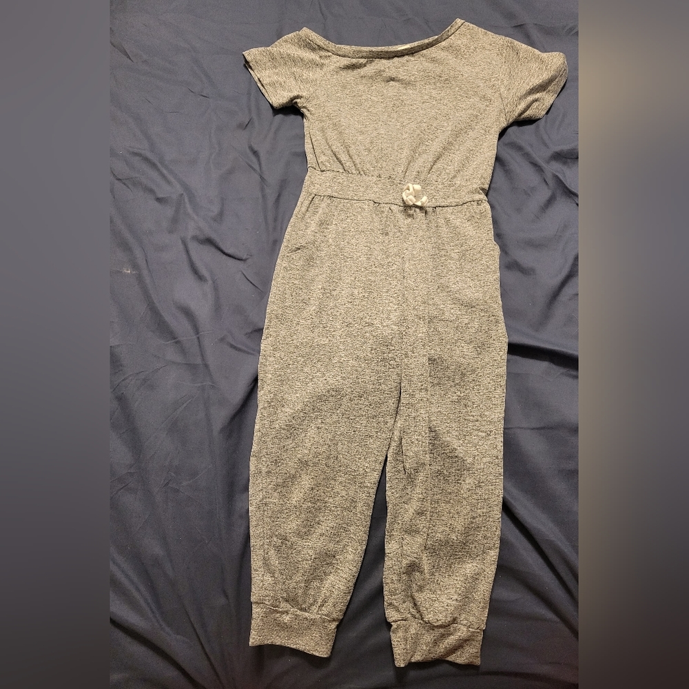 Shein Girls Grey Pant Romper Size 110(4-5yrs) Asymentric Neckline